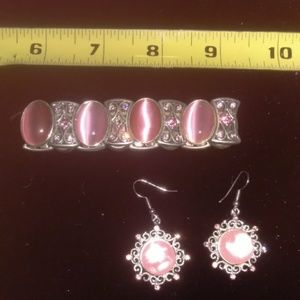 Pink tiger's eye jewelry set🐅